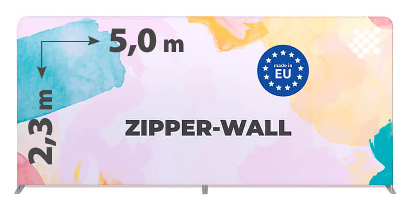 Tekstylna ścianka reklamowa prosta 500 x 230 cm - EU